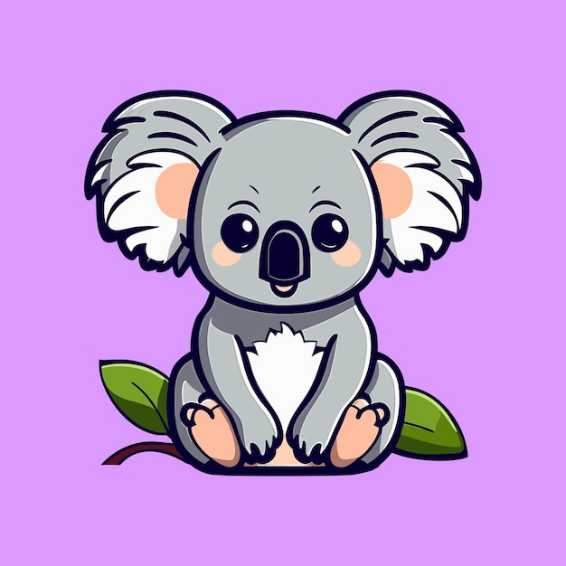 Free vector cute koala cartoon character isolated