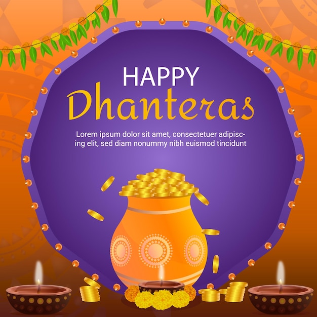 자유  ⁇ 터 장식 행복한 Dhanteras 축제 배경