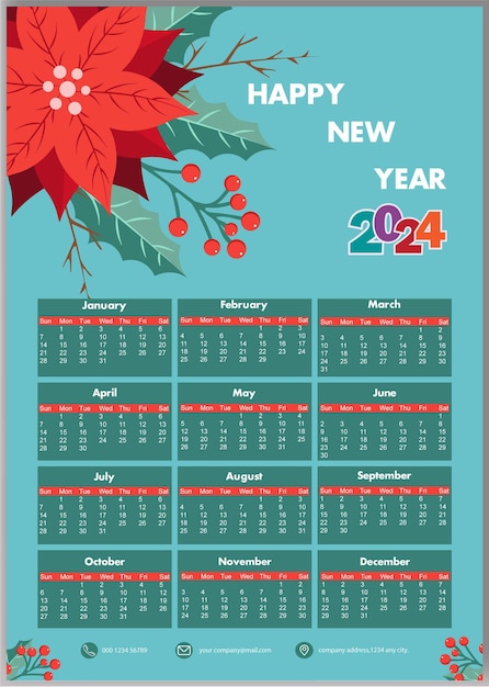 Vector free vector desk calendar 2024 template 12 months included