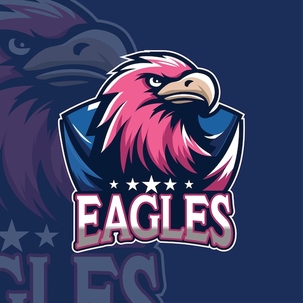Free vector detailed eagles mascot gaming logo
