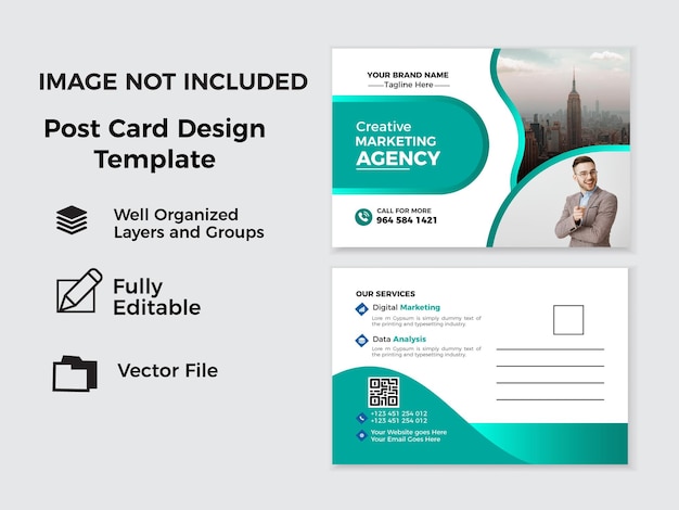 Free vector digital marketing business post card design template