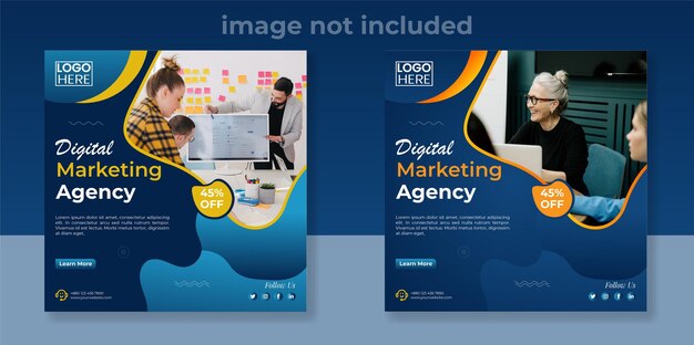 Free vector digital marketing social media post and corporate web banner template