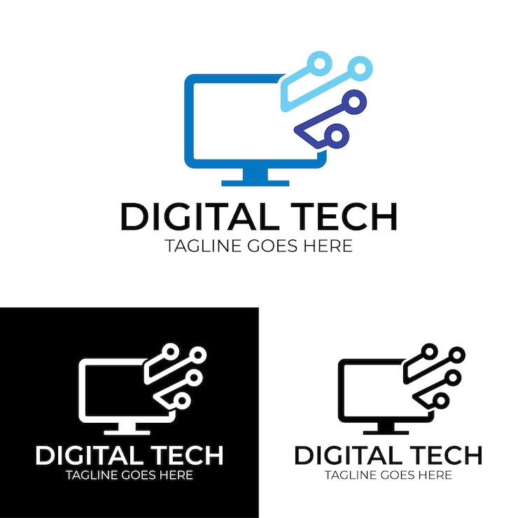 Vector free vector digital tech logo design template