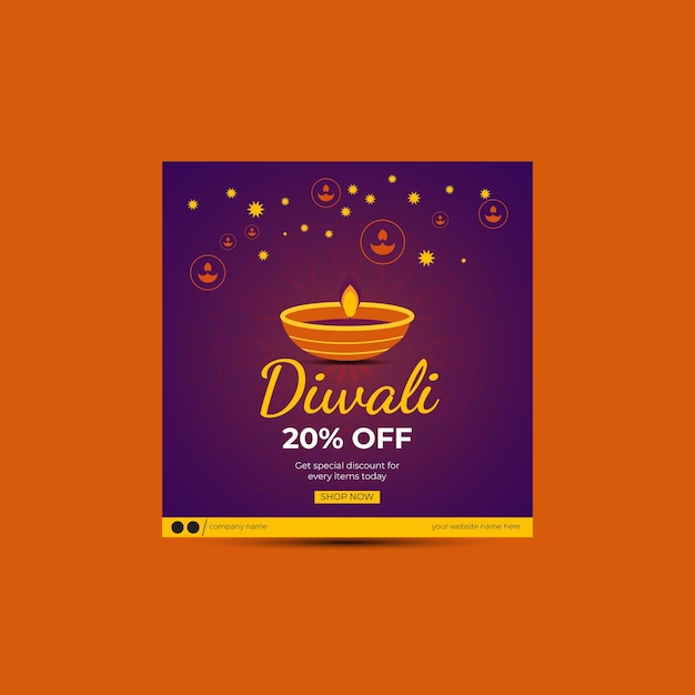 Free vector diwali sale instagram posts set