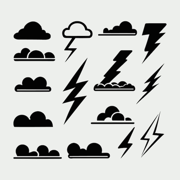 Free vector doodle pattern brush illustration vector thunder seamless set