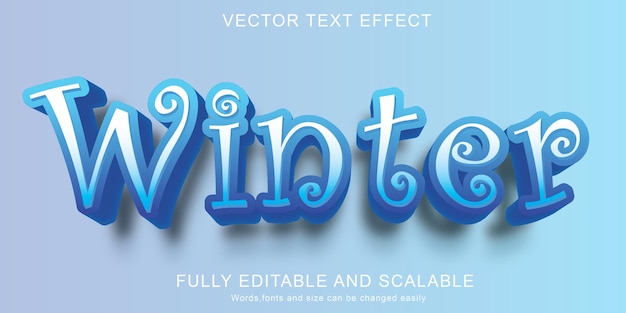 Free vector editable 3d text effect winter