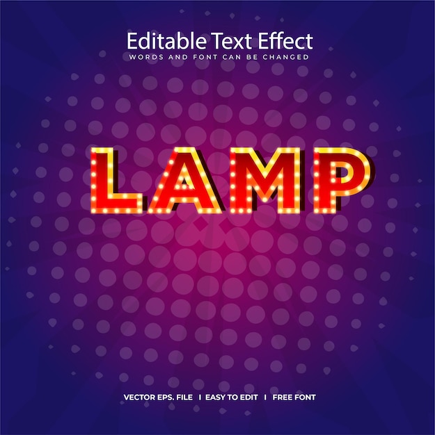 Lampada effetto testo modificabile vector