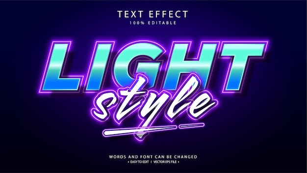 Vector free vector editable text effect neon light style