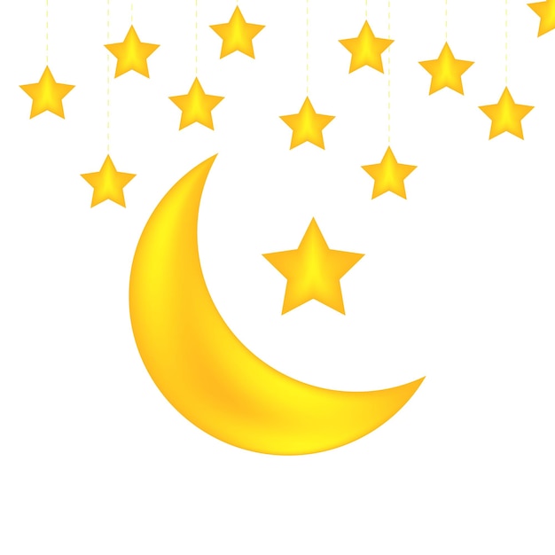 Free vector Eid Mubarak festival golden crescent moon