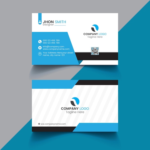 Free vector elegant blue and white business card