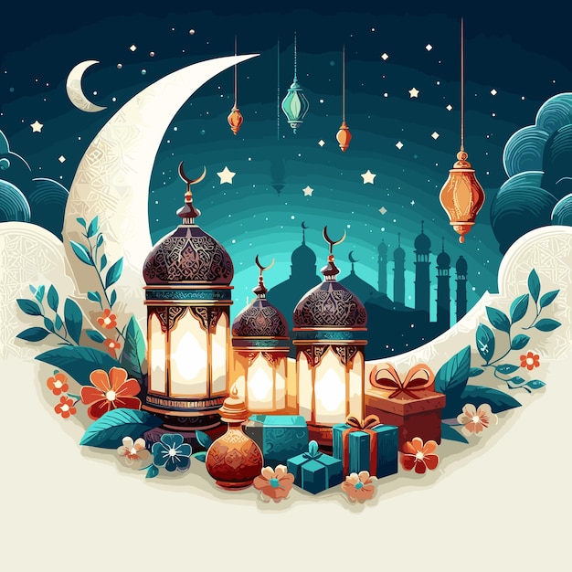 Free vector elegant ramadan kareem decorative festival card