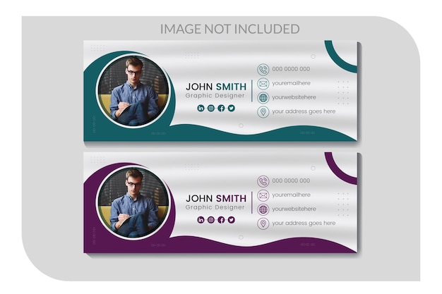 Free vector email signature design and professional social media banner template