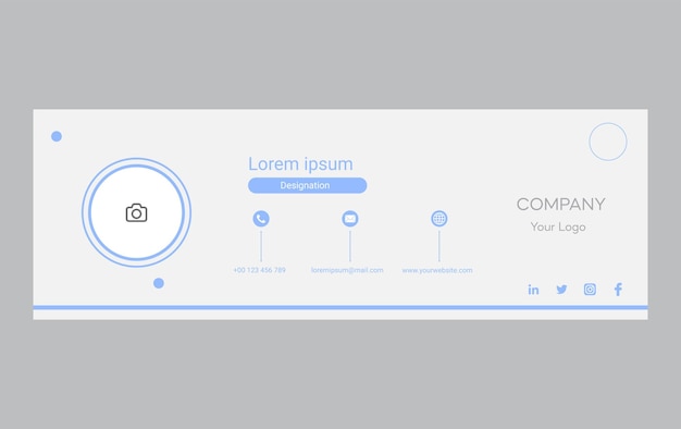 Бесплатный векторный шаблон подписи электронной почты или нижний колонтитул электронной почты и личный дизайн обложки в социальных сетях