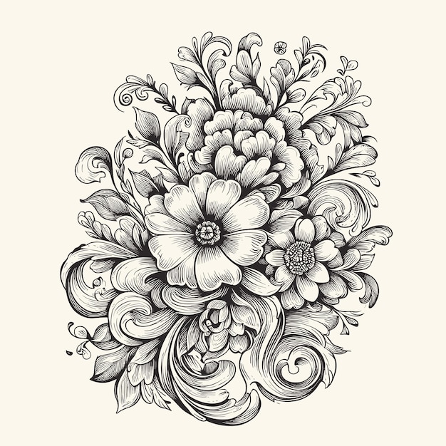 Vector free vector engraving hand drawn floral background