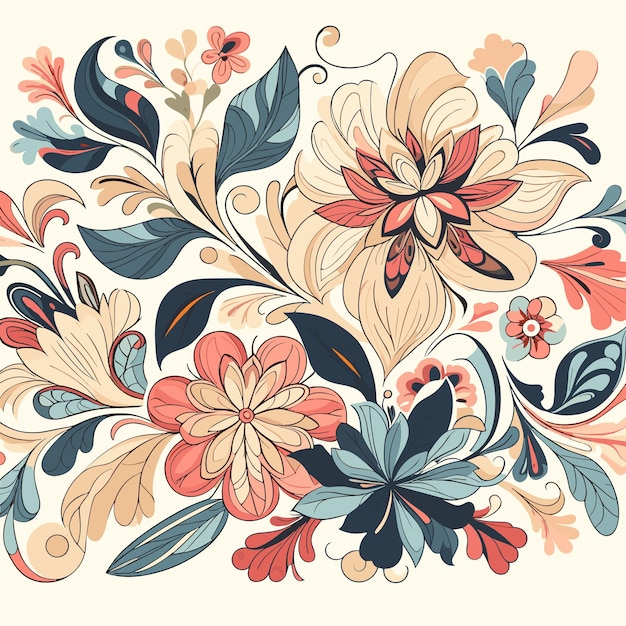 Vector free vector engraving hand drawn floral background