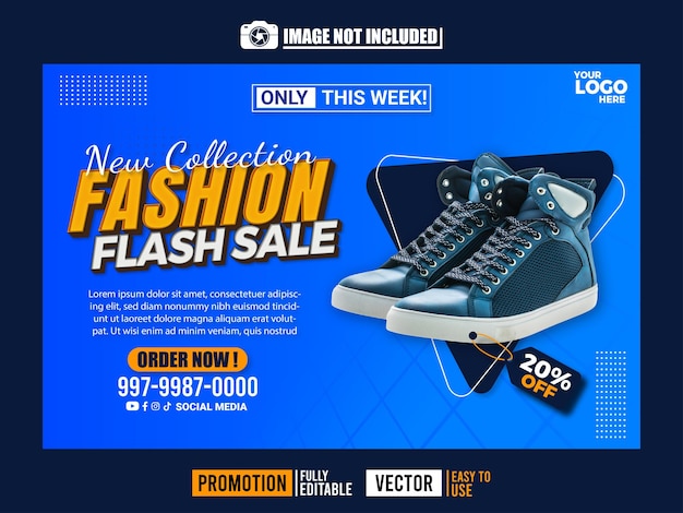 Free vector fashion flash sale social media promotion banner template 2