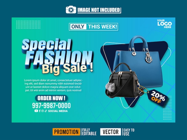 Free vector fashion flash sale social media promotion banner template 2