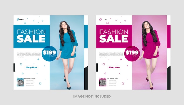 Free vector fashion sale social media templates and square poster