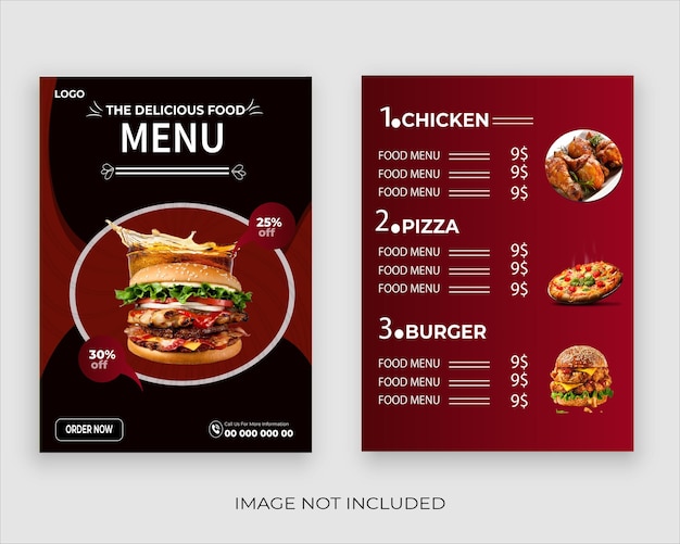 무료 벡터 패스트푸드 레스토랑 메뉴 템플릿
