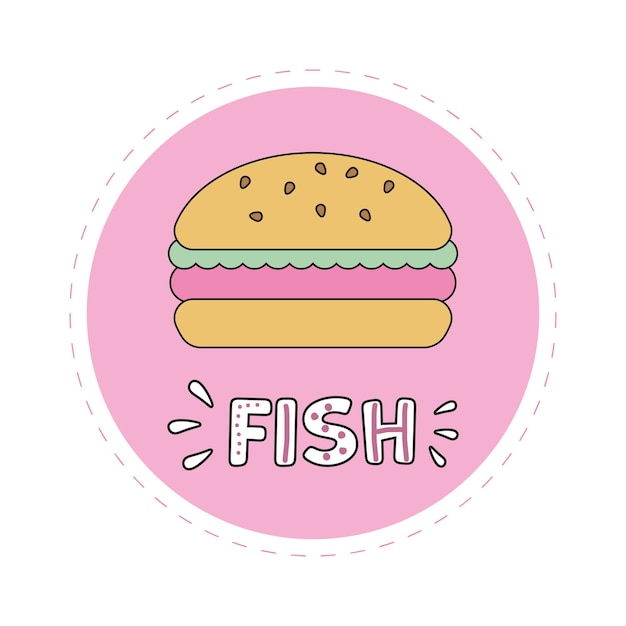 분홍색 배경 그림에 무료 벡터 fishburger