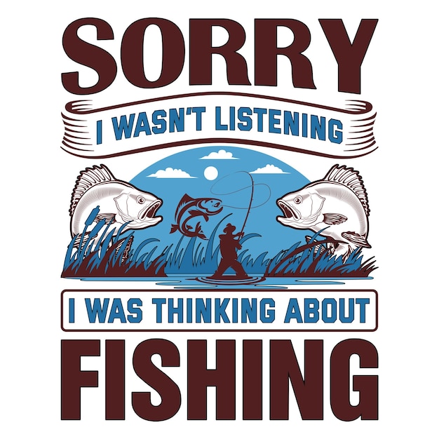 Free Vector Fishing TShirt Design With Illustration