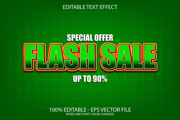 Vendita flash vettoriale gratuita effetto di testo a colore verde modificabile