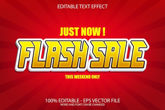 Free vector flash sale text effect with modern style editable