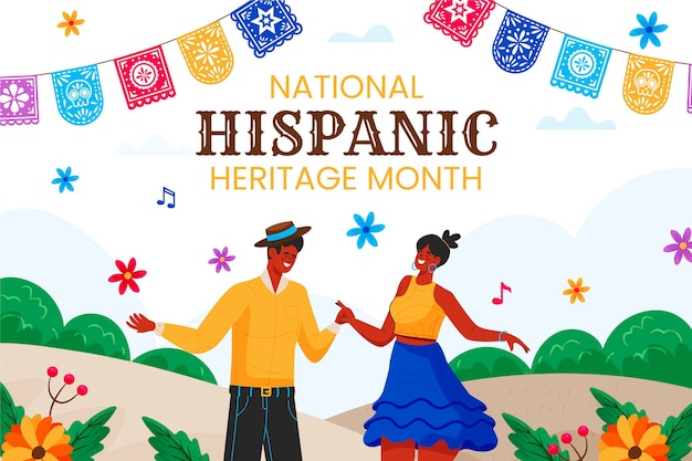 Vector free vector flat background for national hispanic heritage month