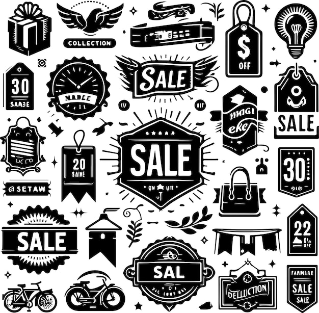 Free vector flat black friday stickers collection