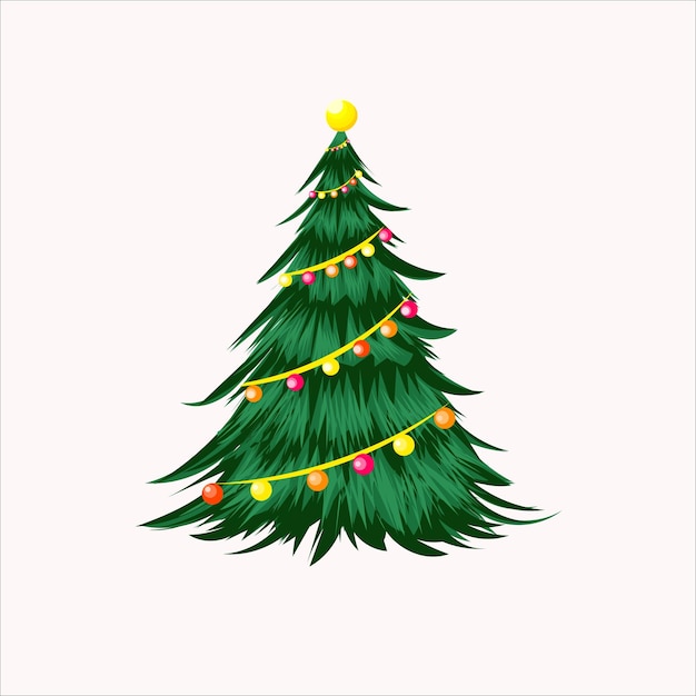 白の無料ベクトル フラット クリスマス ツリー デザイン