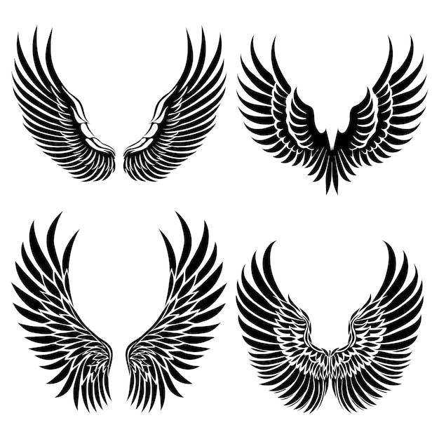 Free vector flat design angel Eagle wings silhouette