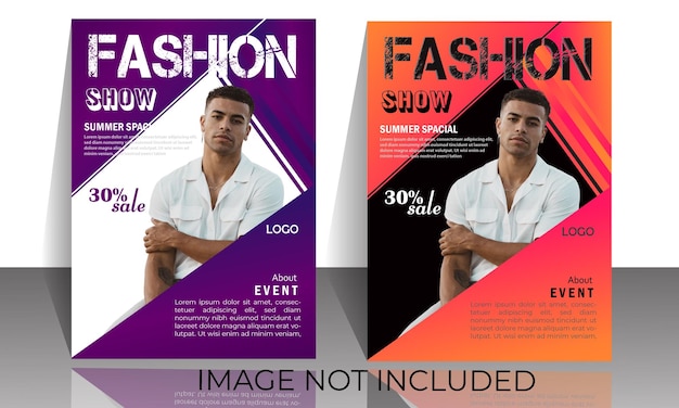 Vector free vector flat design fashion show poster template color black and white design color yellow