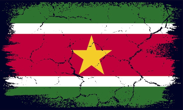 Free Vector Flat Design Grunge Suriname Flag Background