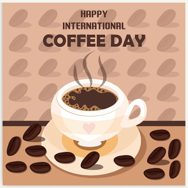 Free vector flat design international day of Coffee