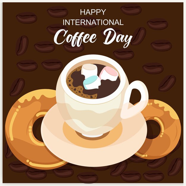 Free vector flat design international day of Coffee