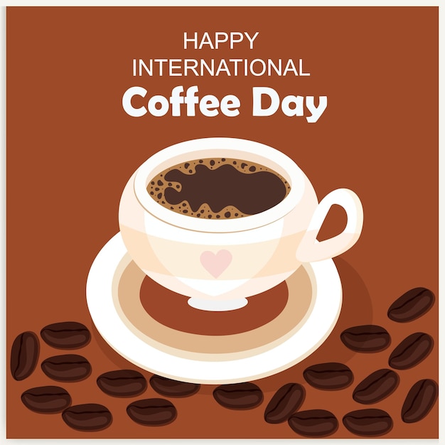 Free vector flat design international day of Coffee