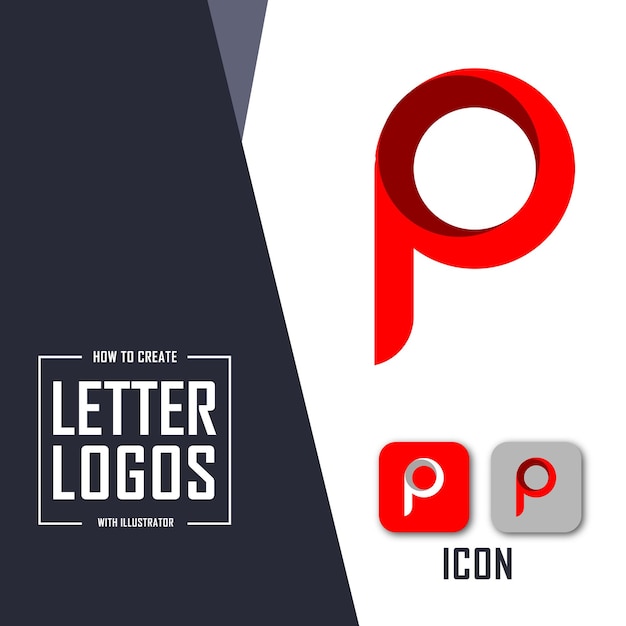 Free vector flat design letter p logo template