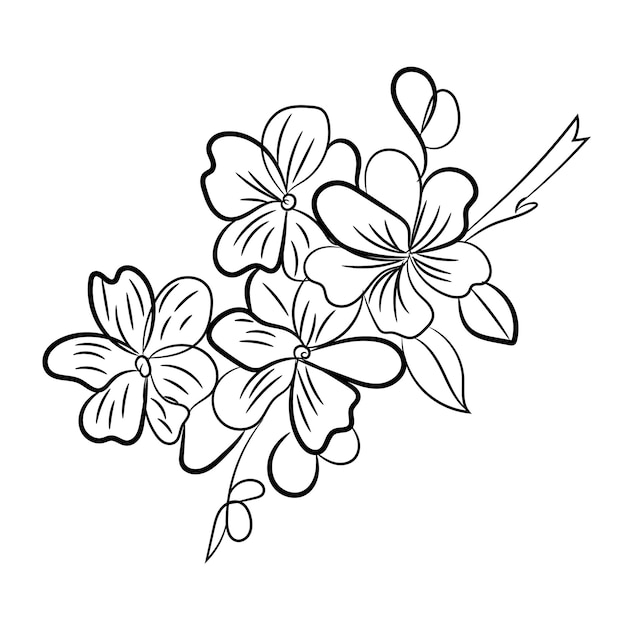 Free vector flat design of linear leaves and flowers