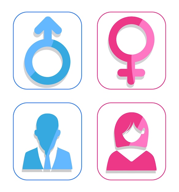 Simboli maschili femminili di design piatto vettoriali gratis