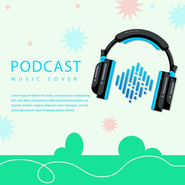 Free vector flat design podcast cover template