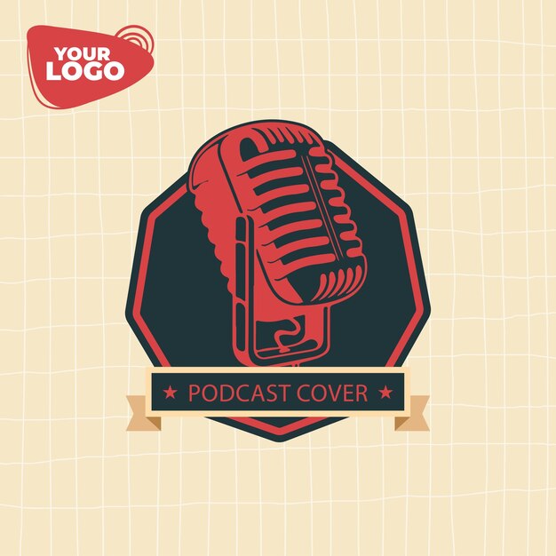 Vector free vector flat design podcast cover template