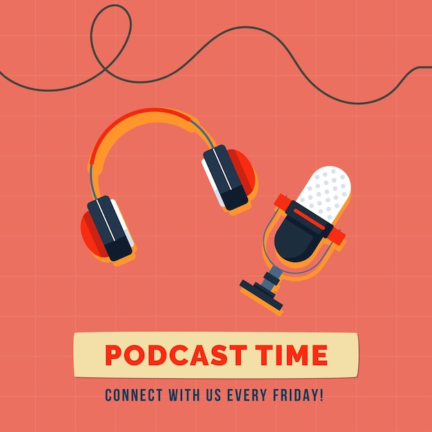 Free vector flat design podcast cover template