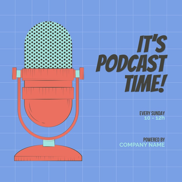 Free vector flat design podcast cover template