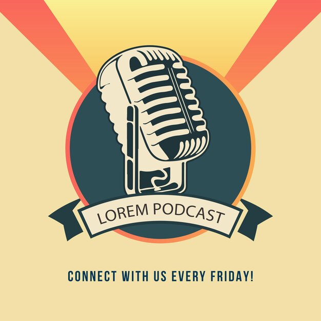 Free vector flat design podcast cover template