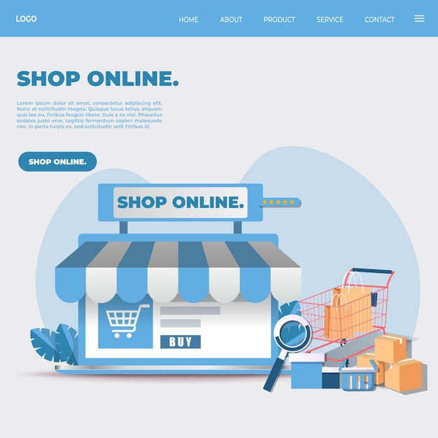 Free vector flat design shopping online landing page