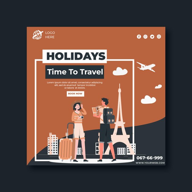 Free vector flat design travel agency instagram post