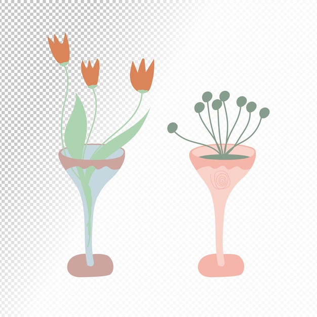 Free vector flat flowers in glass hand drawn illustration