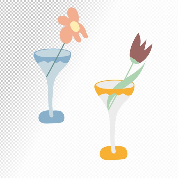 Free vector flat flowers in glass handdrawn illustration