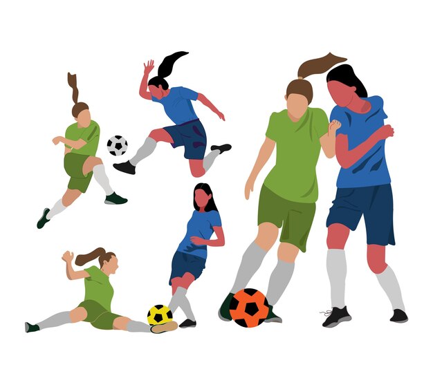 無料のベクトルフラットフットボール選手イラストデザインコレクション