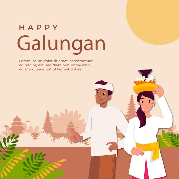 Vector free vector flat galungan celebration illustration